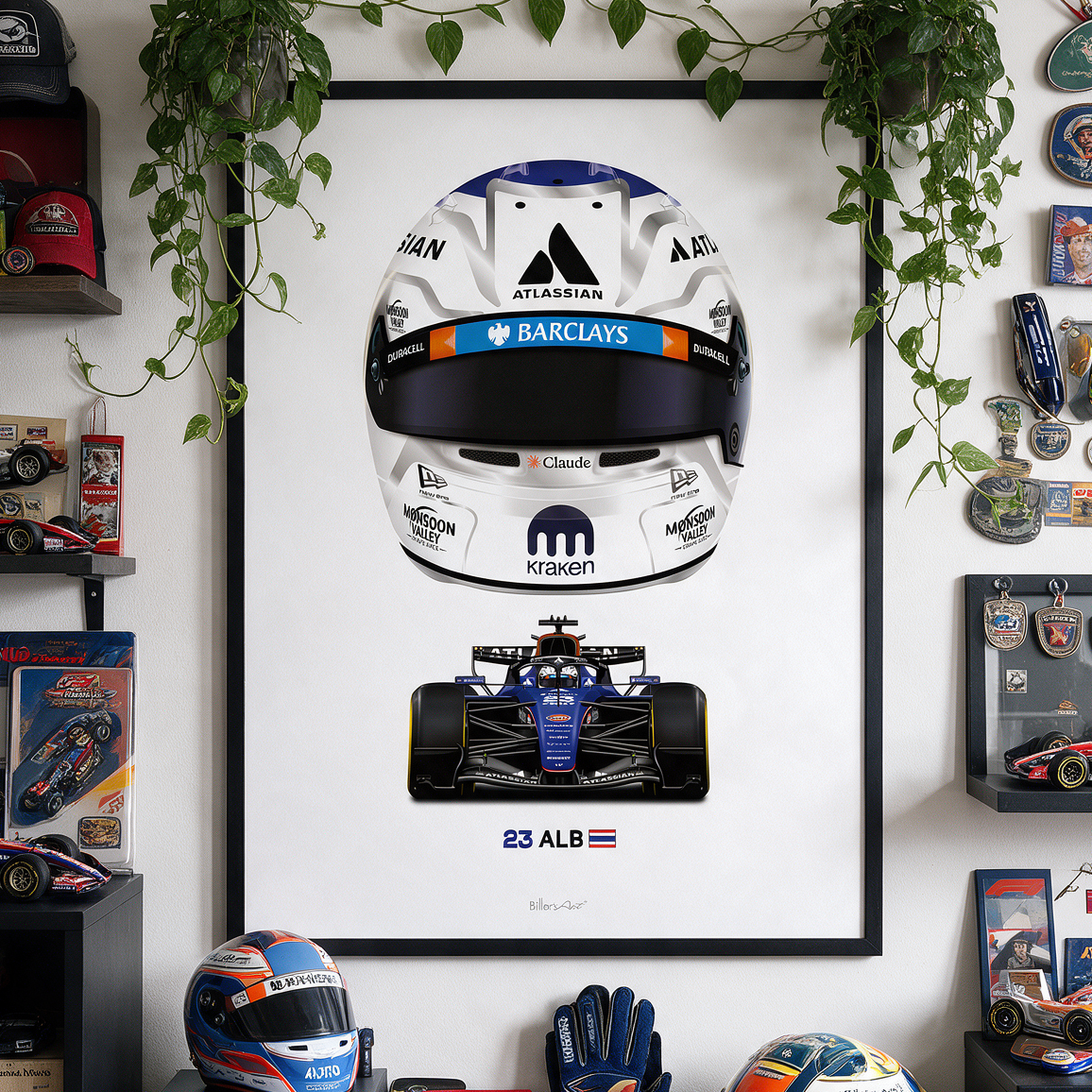 Alexander Albon Formula 1 Racing Helmet 2026 Williams Print