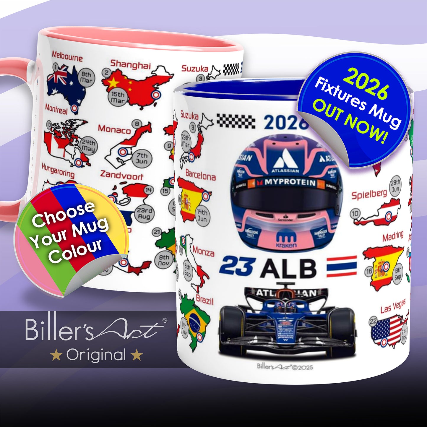Alexander Albon 2026 Formula 1 Season Fixtures Mug