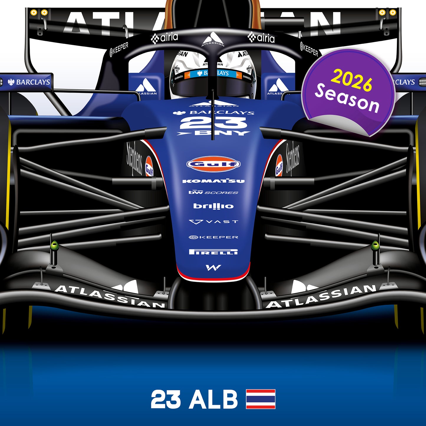 Alexander Albon Latest Formula 1 Williams 2026 Racing Car Print