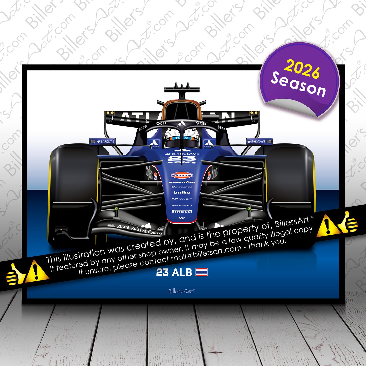 Alexander Albon Latest Formula 1 Williams 2026 Racing Car Print