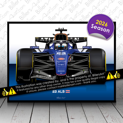 Alexander Albon Latest Formula 1 Williams 2026 Racing Car Print