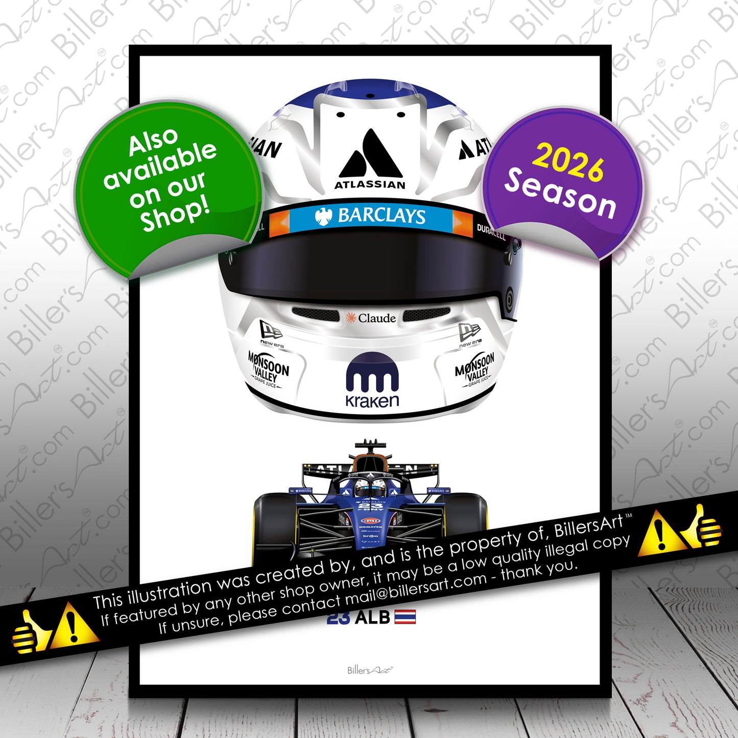 Alexander Albon Latest Formula 1 Williams 2026 Racing Car Print