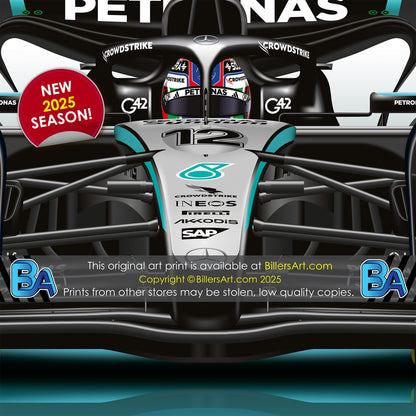 Andrea Kimi Antonelli Formula 1 Mercedes 2025 Racing Car Print