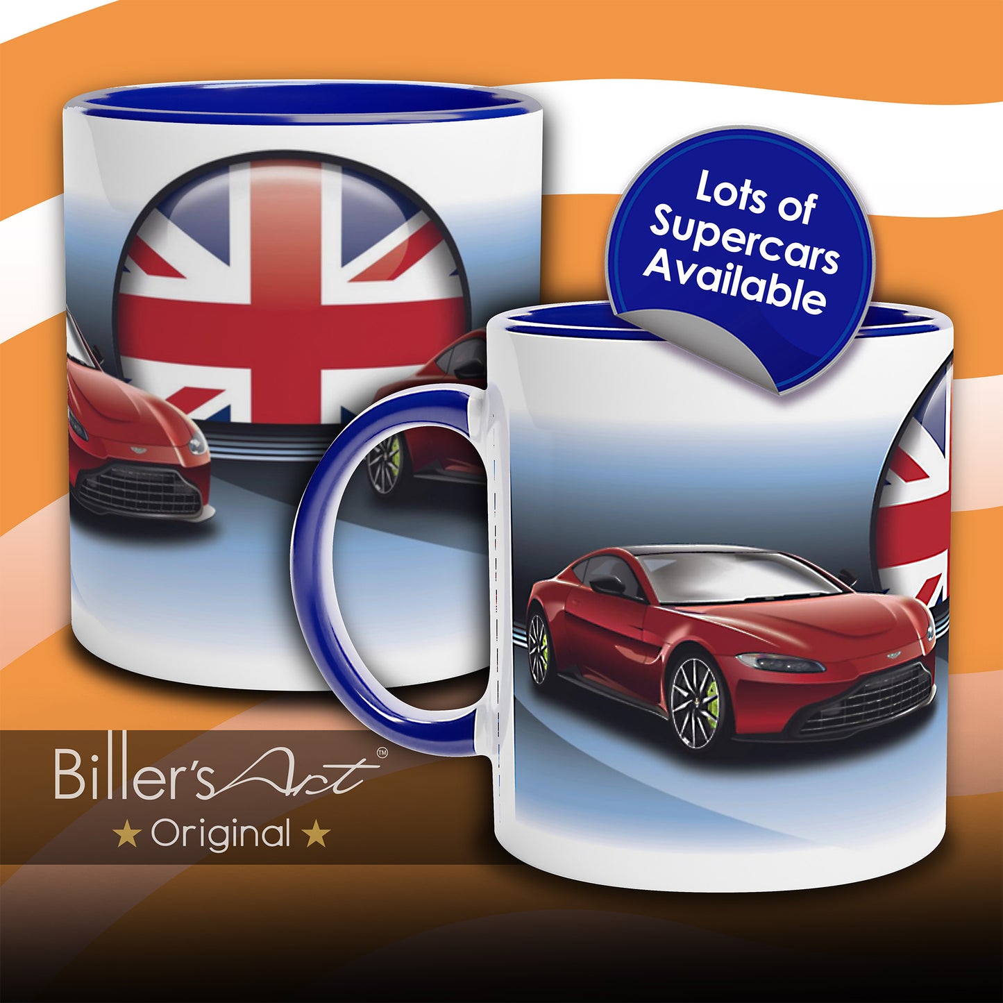 Aston Martin Vantage Supercar High Quality Colourful Mug with the Union Flag