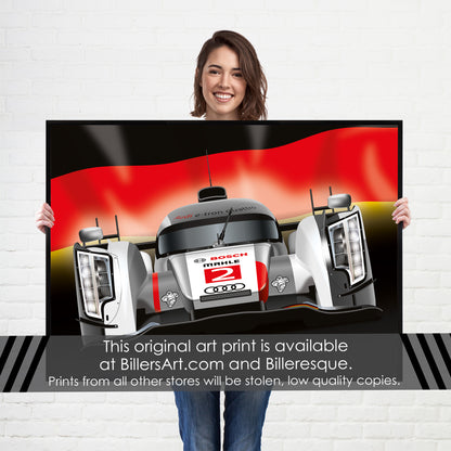 Audi R18 e-tron quattro Poster - Le Mans Racing Car poster on a German Flag background