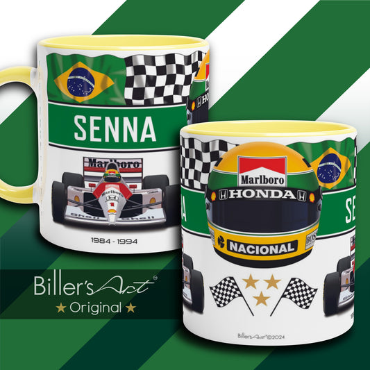 Classic World Champion Ayrton Senna's Car & Helmet Formula 1 Mug