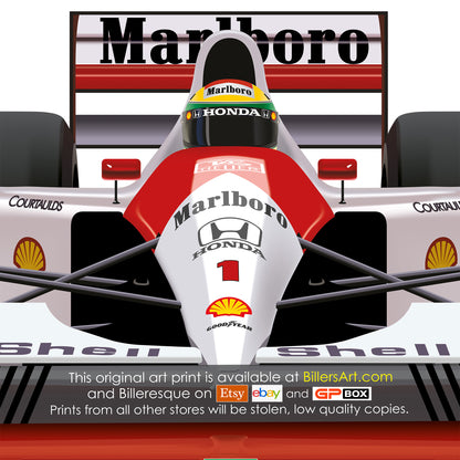 Ayrton Senna F1 McLaren 1991 Formula 1 Racing Car Print