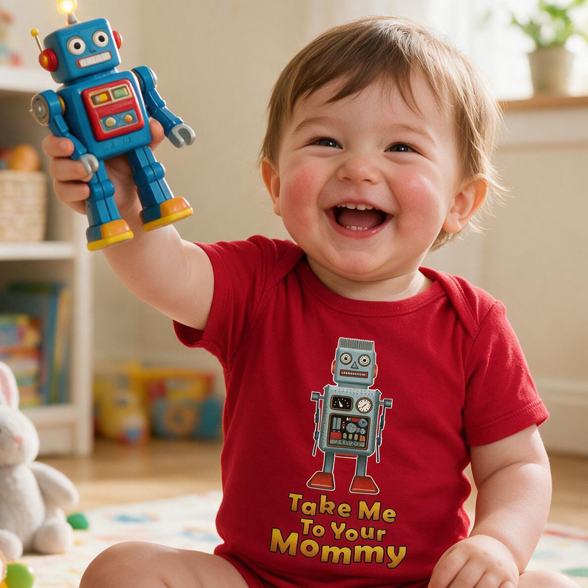 Take Me To Your Mommy Fun Robot Onesie (US Spelling)