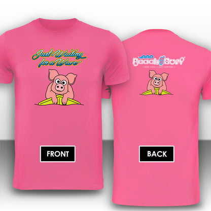 Pig waiting for a Wave Animal T-Shirt - Beach & Sure Leisure Wear