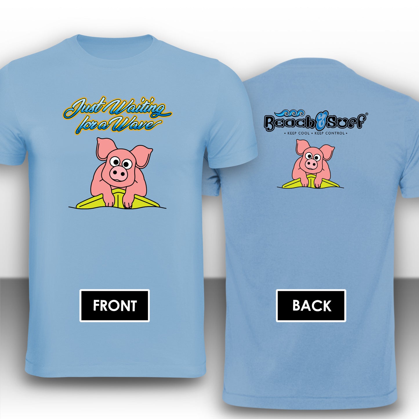 Pig waiting for a Wave Animal T-Shirt - Beach & Sure Leisure Wear