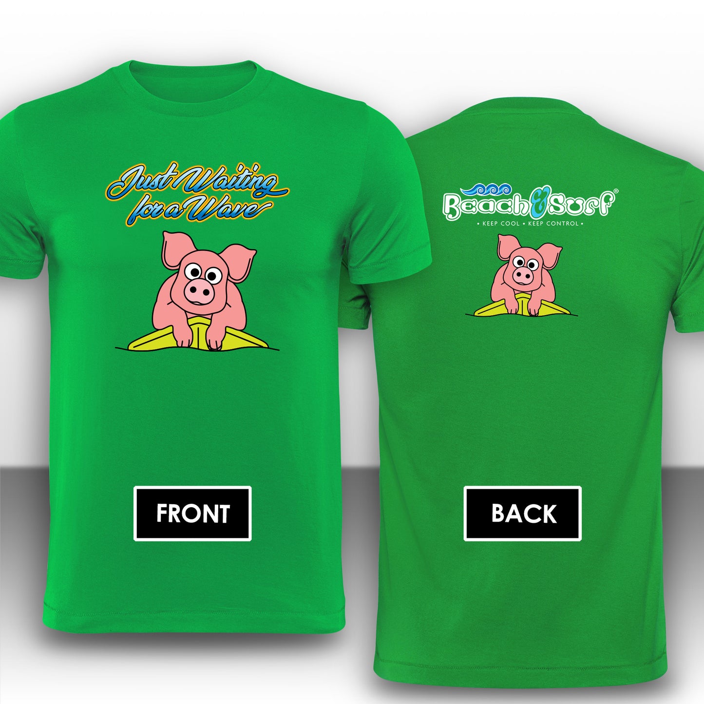 Pig waiting for a Wave Animal T-Shirt - Beach & Sure Leisure Wear