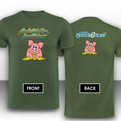 Pig waiting for a Wave Animal T-Shirt - Beach & Sure Leisure Wear