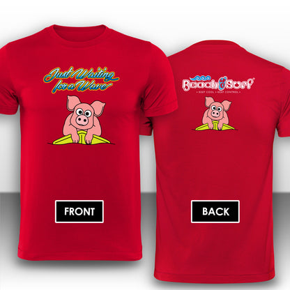 Pig waiting for a Wave Animal T-Shirt - Beach & Sure Leisure Wear