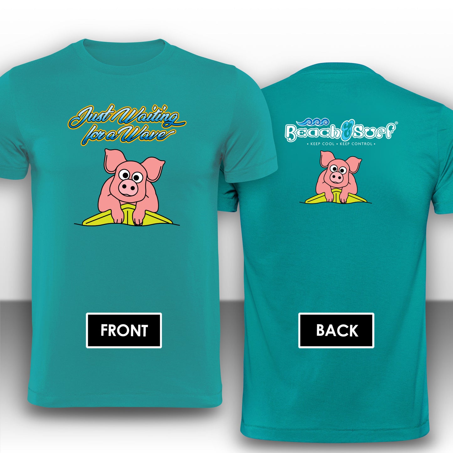 Pig waiting for a Wave Animal T-Shirt - Beach & Sure Leisure Wear