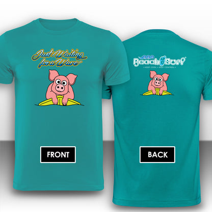 Pig waiting for a Wave Animal T-Shirt - Beach & Sure Leisure Wear