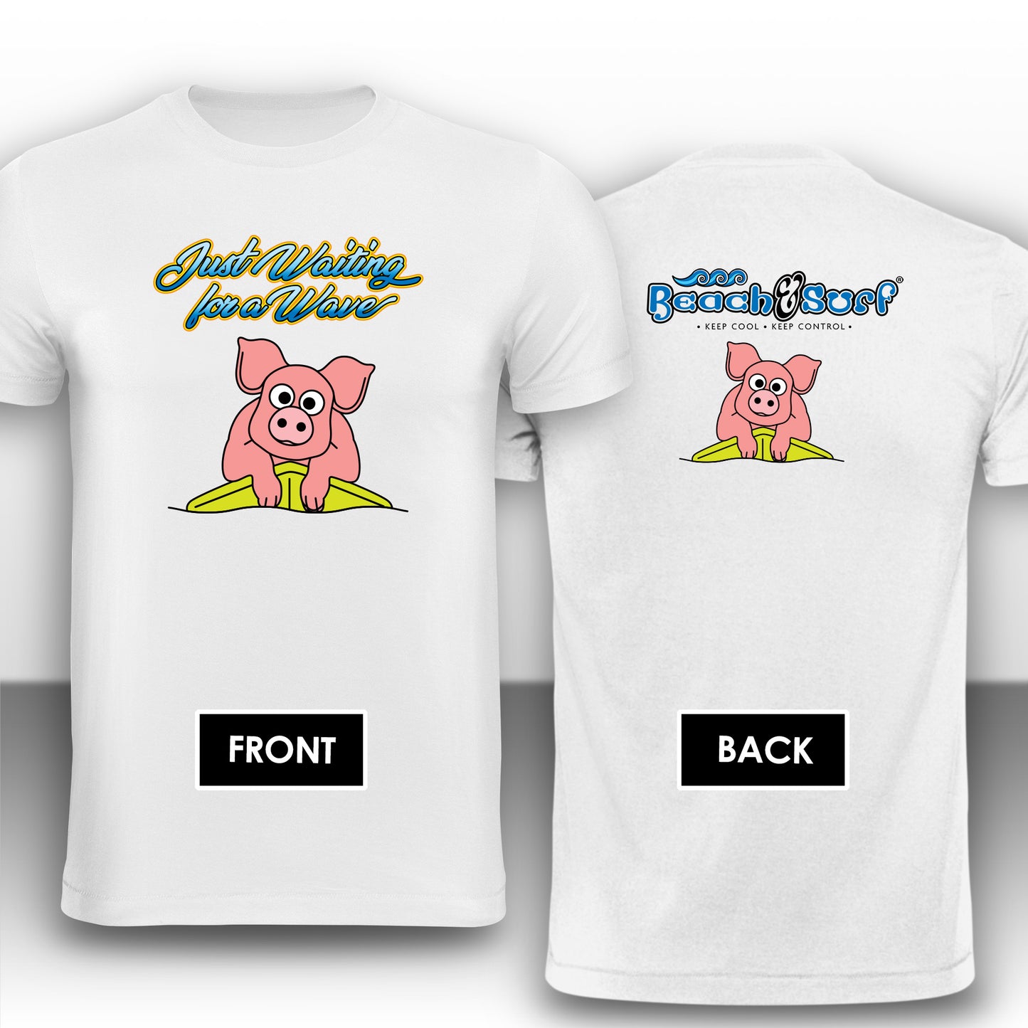 Pig waiting for a Wave Animal T-Shirt - Beach & Sure Leisure Wear