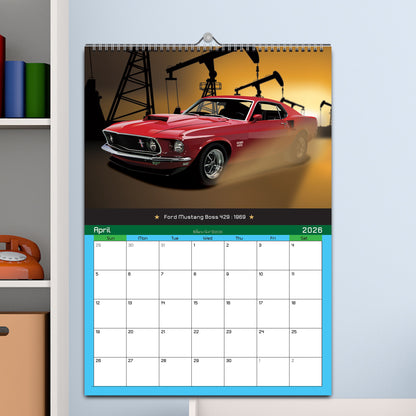 American Muscle Car 2026 Calendar on Scenic Backgrounds
