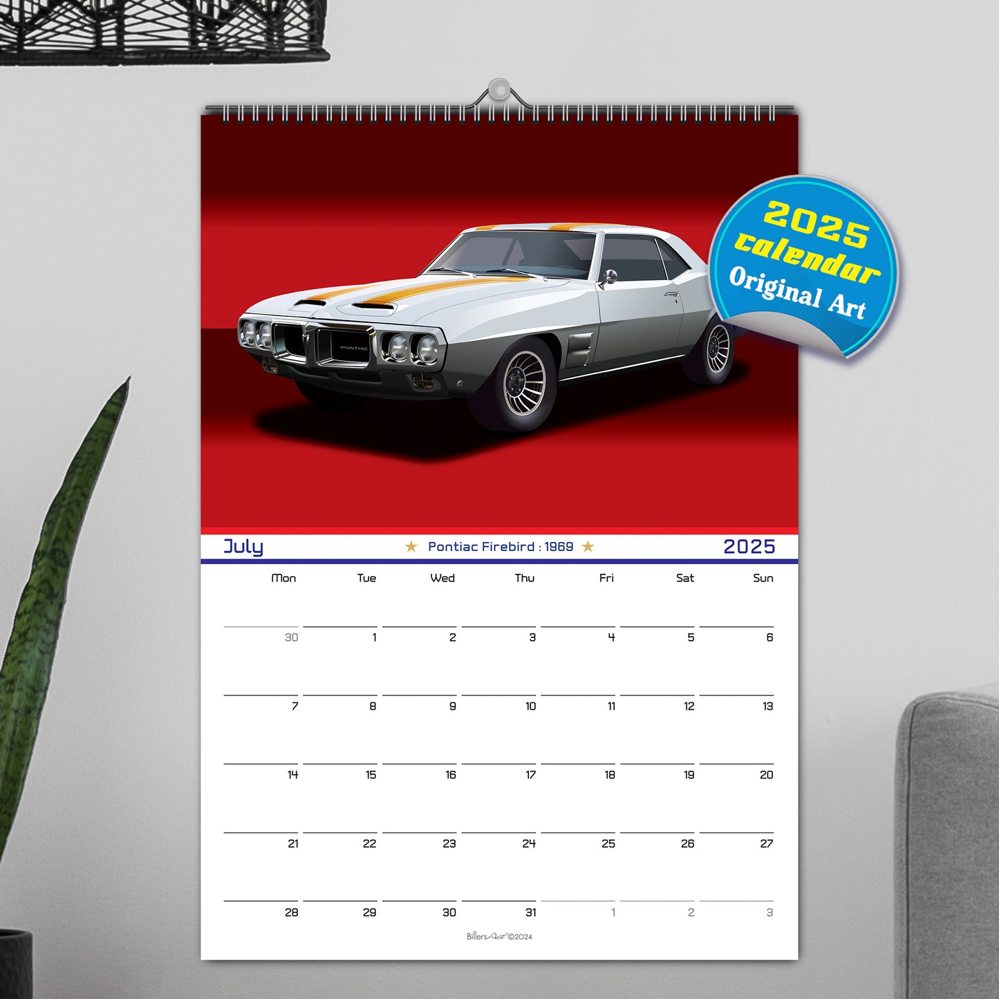 US Muscle Car 12 Month 2025 Calendar on Studio Backgrounds