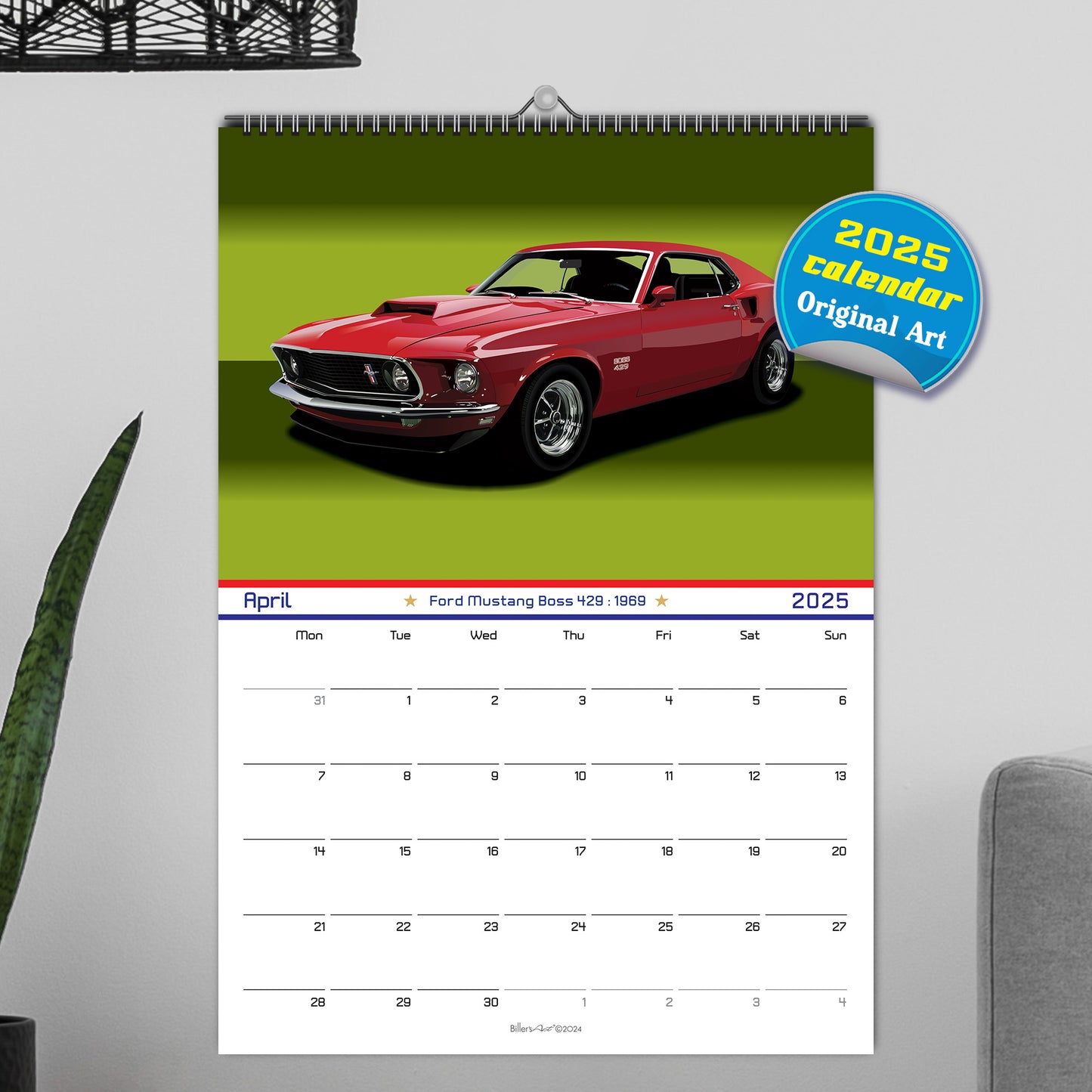 US Muscle Car 12 Month 2025 Calendar on Studio Backgrounds