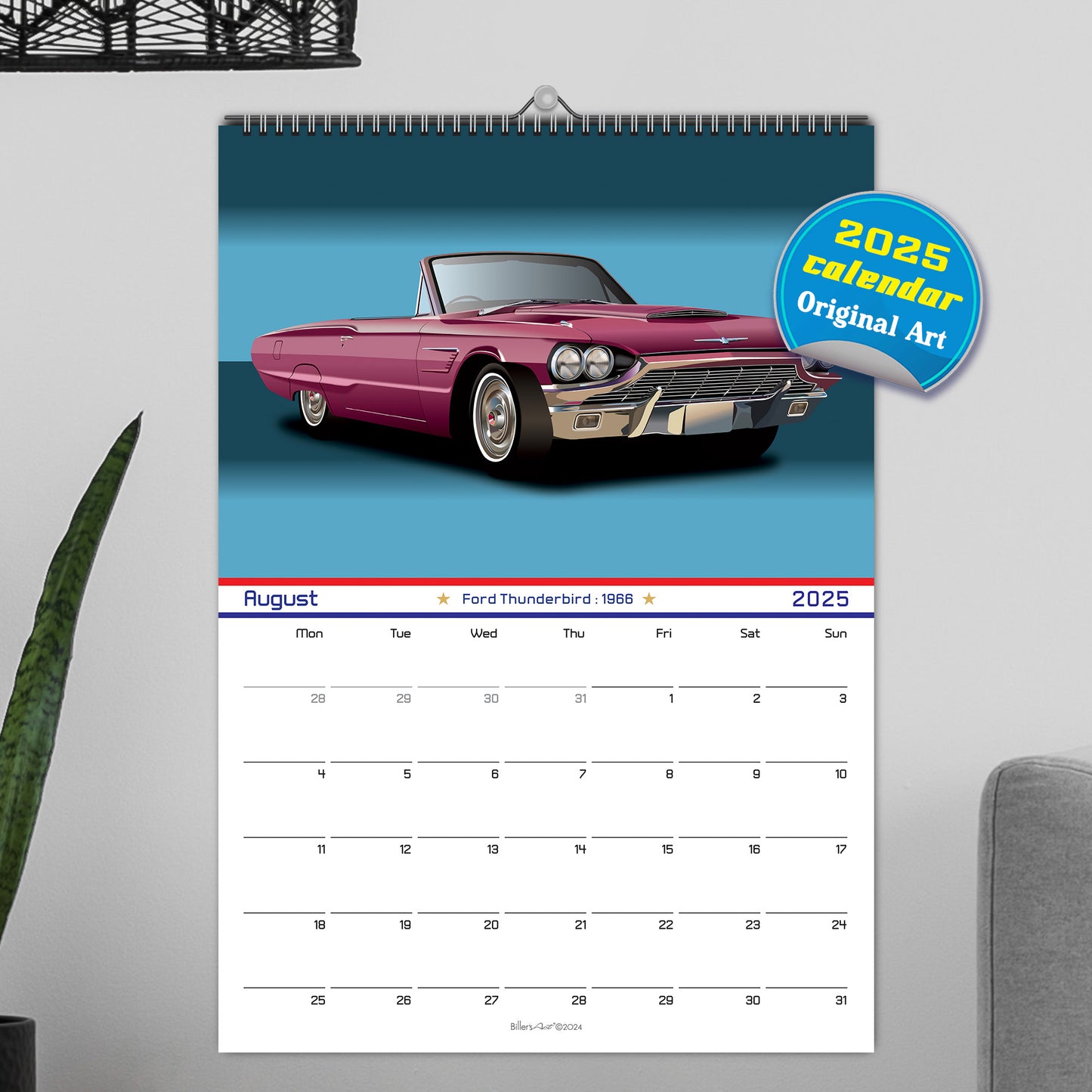 US Muscle Car 12 Month 2025 Calendar on Studio Backgrounds