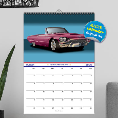 US Muscle Car 12 Month 2025 Calendar on Studio Backgrounds