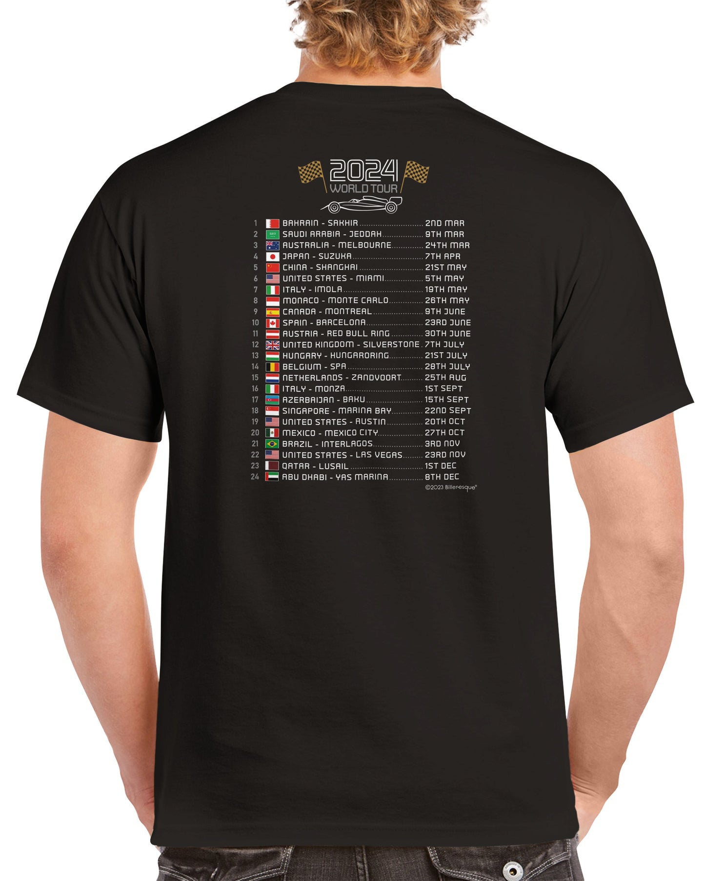 Lewis Hamilton 2024 Race Calendar Formula 1 F1 T-Shirt Plain