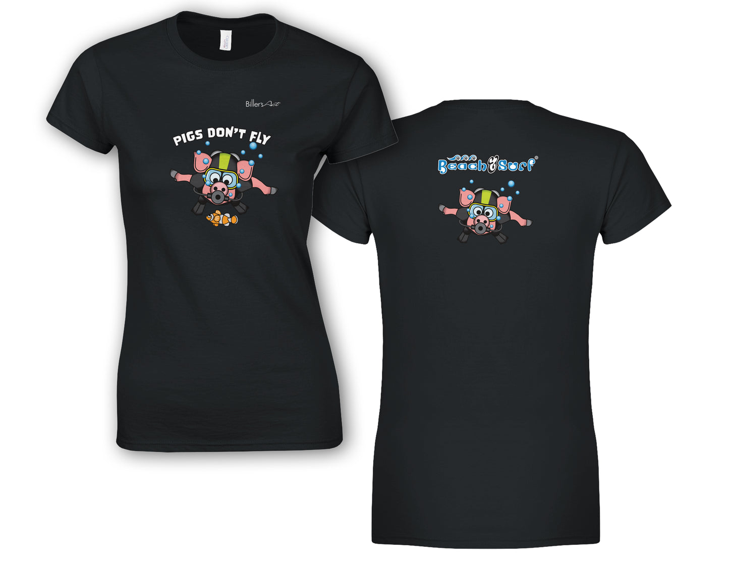 Pigs Don't Fly - Scuba Diving - Beach & Sure Leisure Wear Womens' Slim Fit T-Shirt