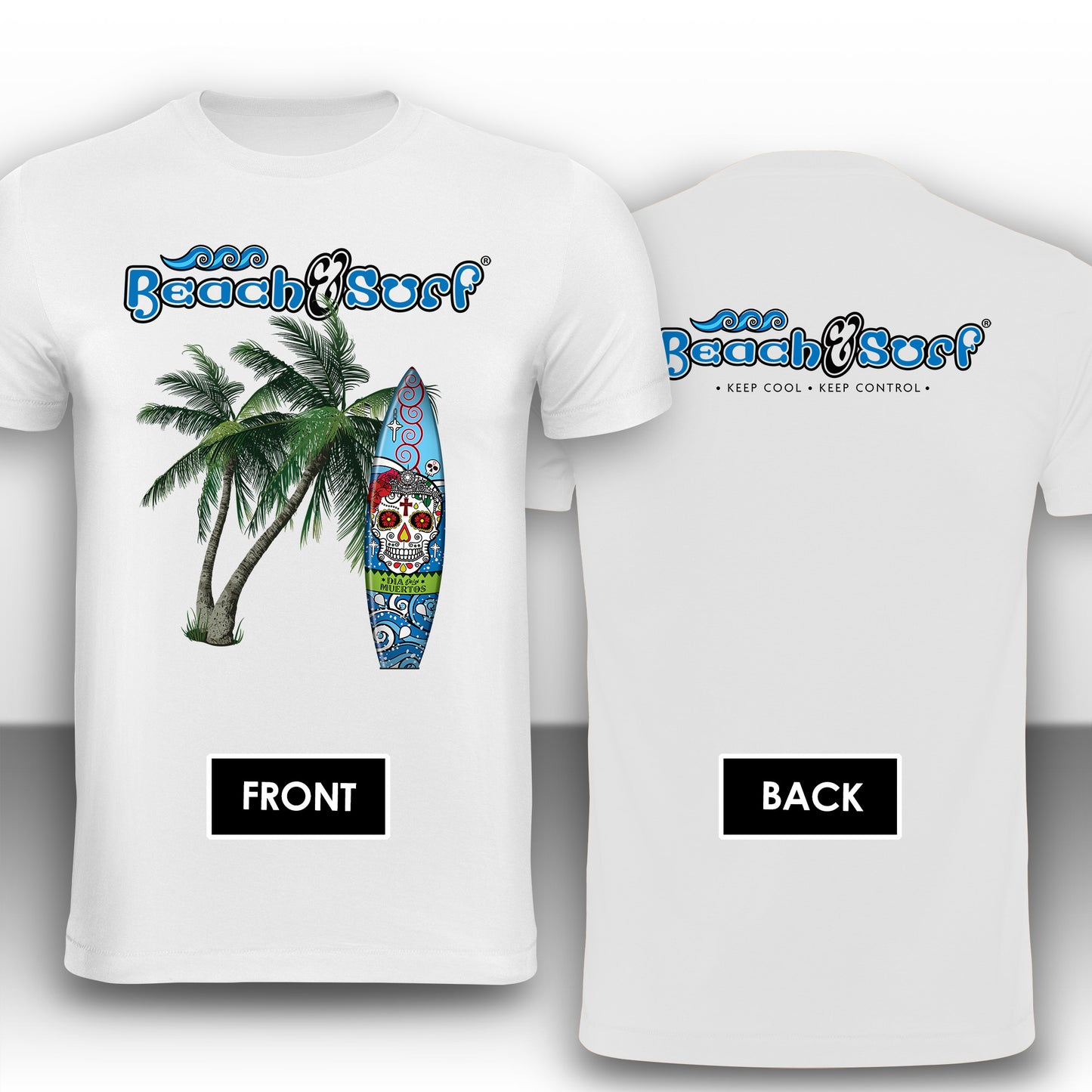 Day of the Dead Surf Board T-Shirt - BEACH & SURF Leisure Wear
