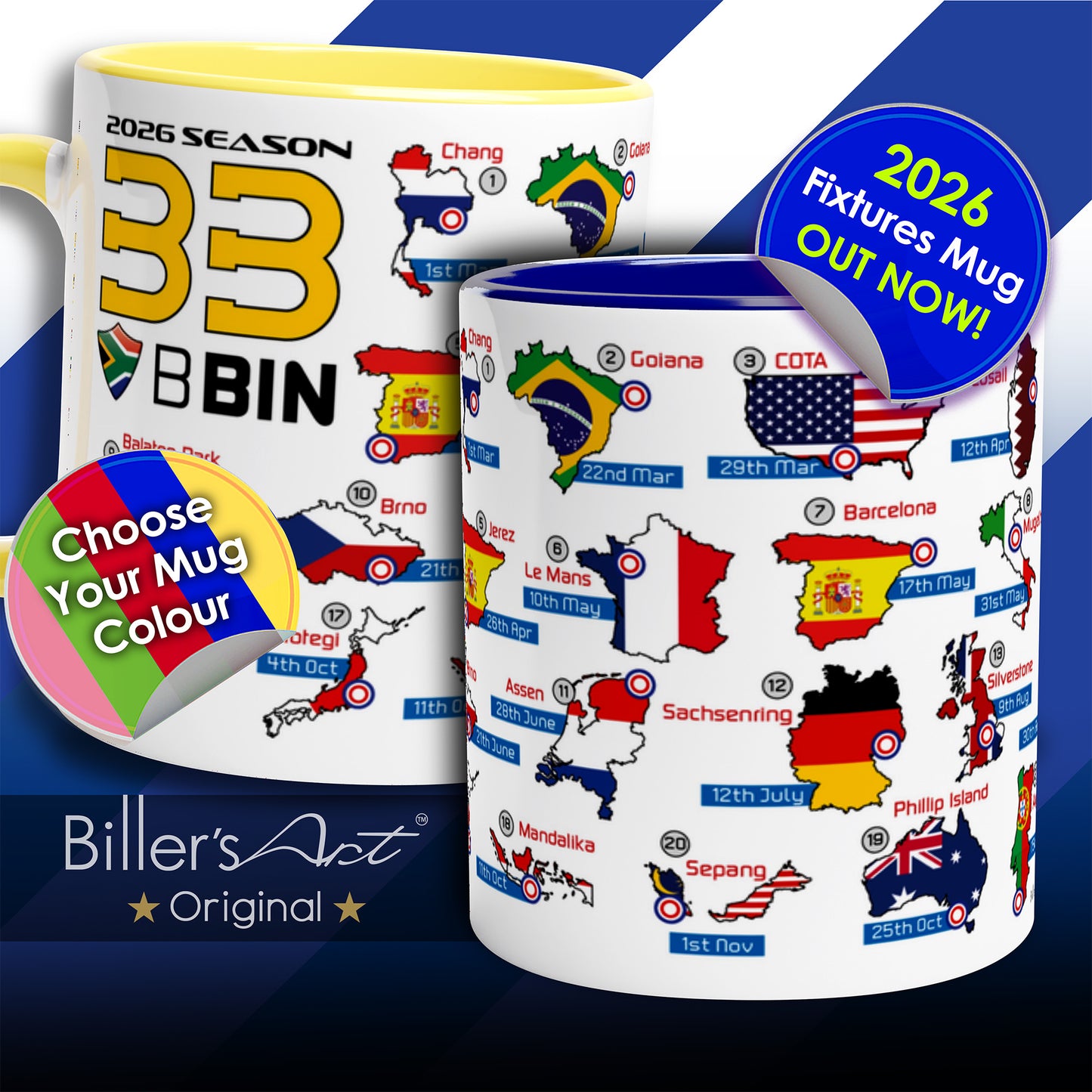 Brad Binder MotoGP 2026 Season Fixtures Racing Calendar Mug