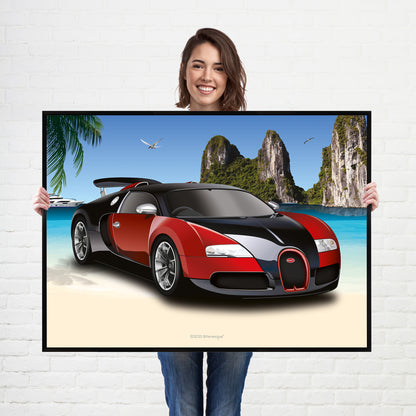 Bugatti Veyron Supercar Print - fast sports cars Poster