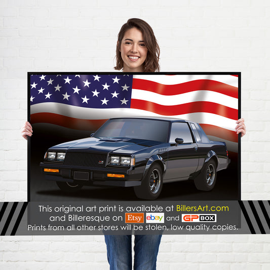 Buick Grand National 1984 US Muscle Car High Quality Colourful Illustration Poster