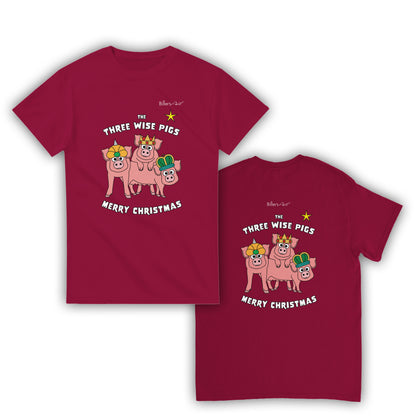 Three Wise Pigs Fun Christmas T-Shirt