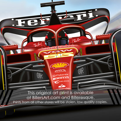 Carlos Sainz Formula 1 Ferrari 2024 Racing Car Print