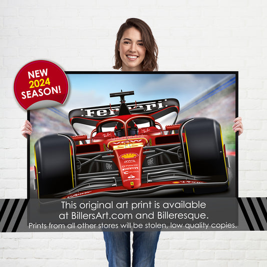 Carlos Sainz Formula 1 Ferrari 2024 Racing Car Print