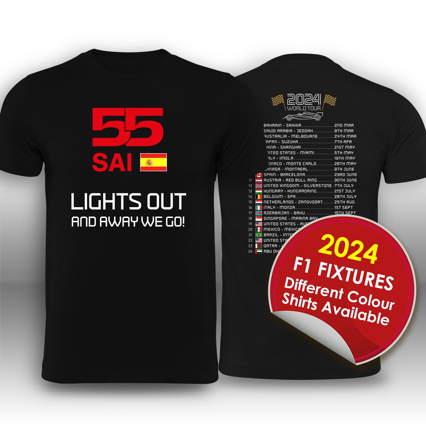 Carlos Sainz Formula 1 2024 Race Calendar T-Shirt