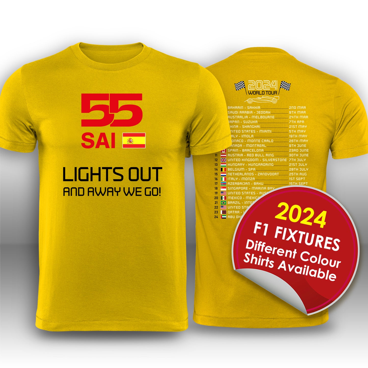 Carlos Sainz Formula 1 2024 Race Calendar T-Shirt