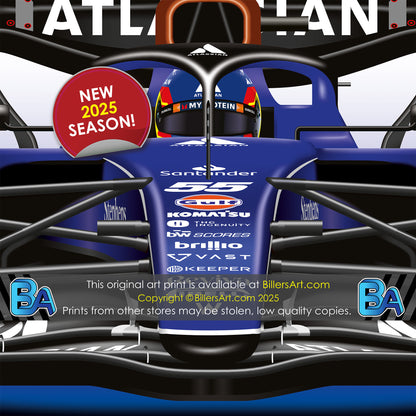 Carlos Sainz Williams 2025 Racing Car Print