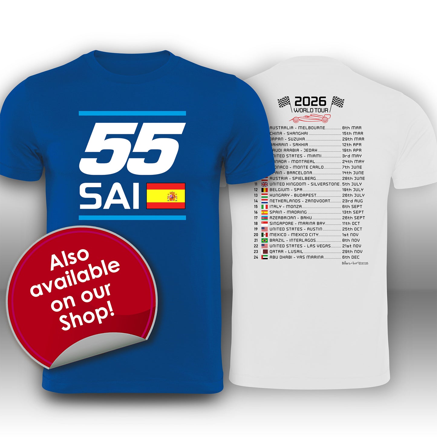 Carlos Sainz Formula 1 Racing Helmet 2025 Williams Print