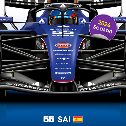 Carlos Sainz Williams 2026 Racing Car Print