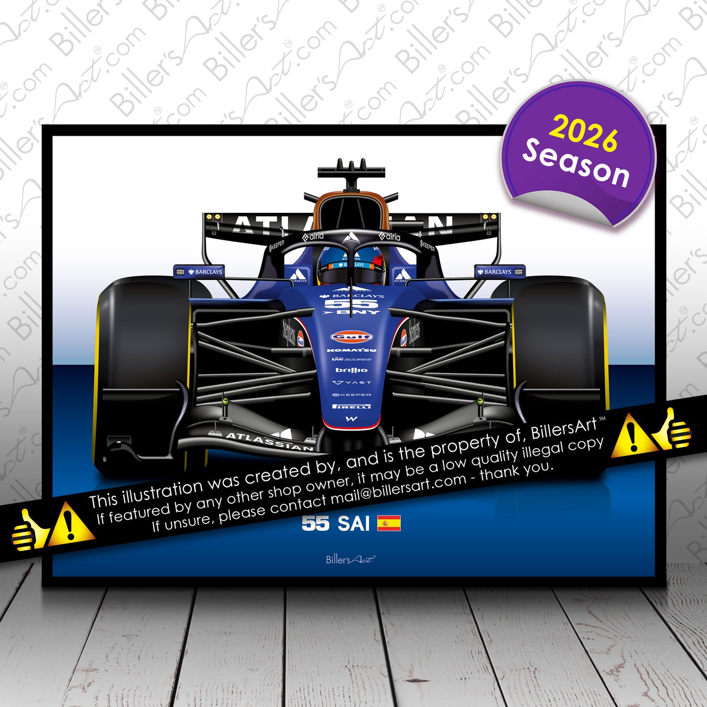 Carlos Sainz Williams 2026 Racing Car Print