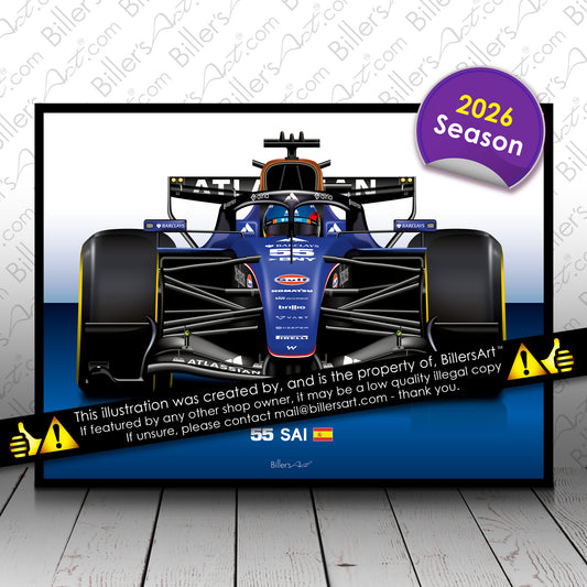 Carlos Sainz Williams 2026 Racing Car Print