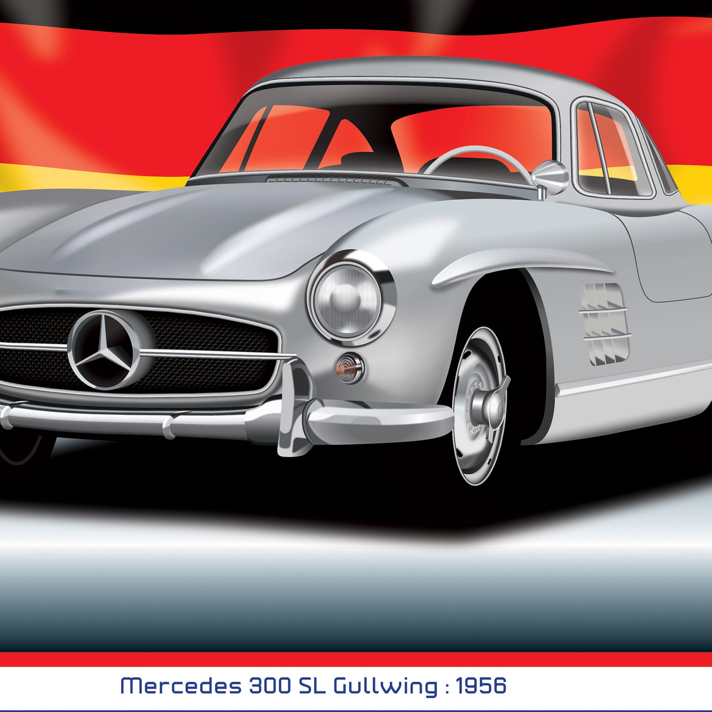Classic Car 2025 Wall Calendar on Country Flag Backgrounds