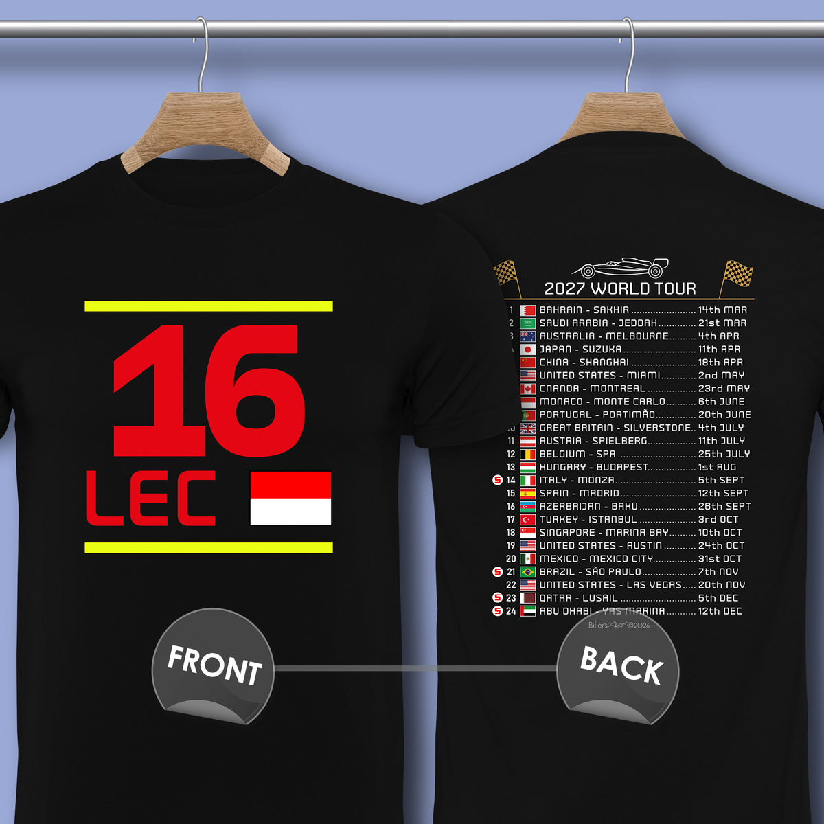 2027 Formula 1 Charles Leclerc Calendar T-Shirt