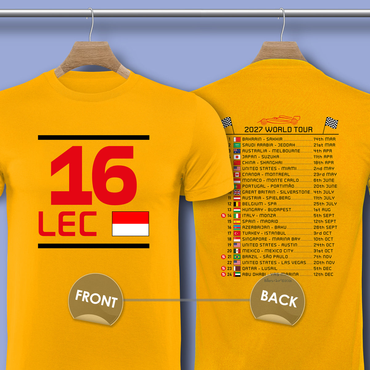 2027 Formula 1 Charles Leclerc Calendar T-Shirt