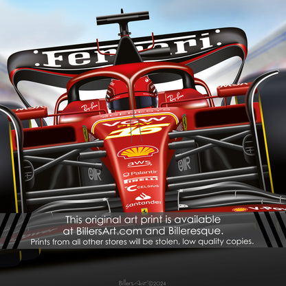 Charles Leclerc Formula 1 Ferrari 2024 Racing Car Print