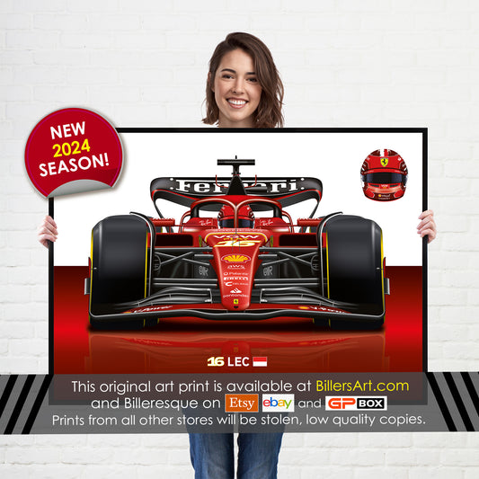 Carlos Sainz Formula 1 Ferrari 2024 Racing Car Print