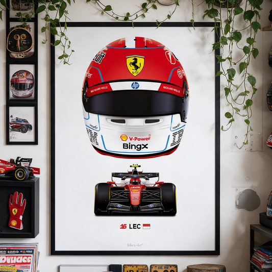 Charles Leclerc Formula 1 Racing Helmet 2026 Ferrari Print