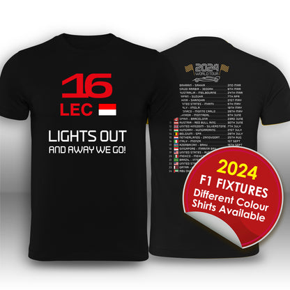 Charles Leclerc Formula 1 2024 Race Calendar T-Shirt