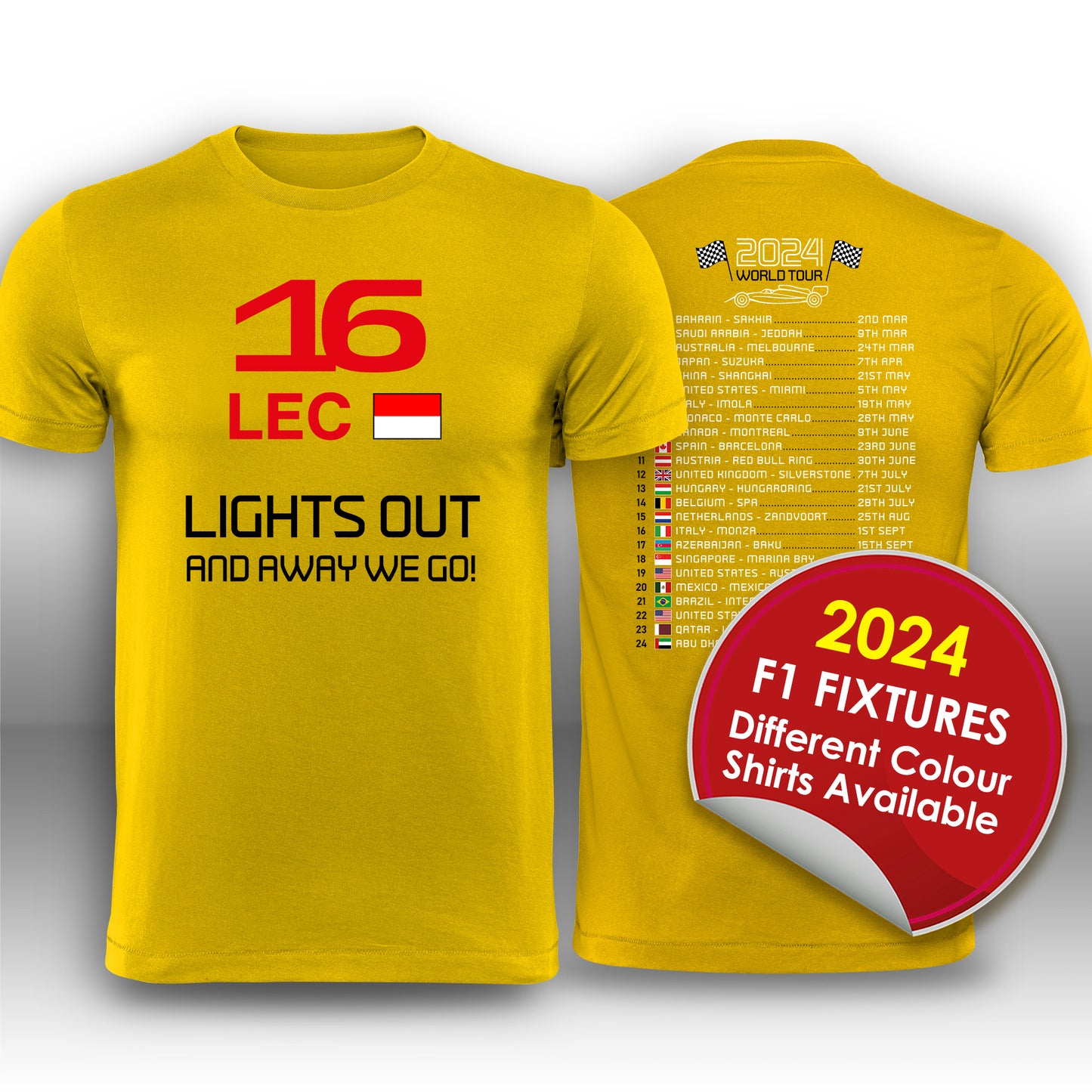 Charles Leclerc Formula 1 2024 Race Calendar T-Shirt