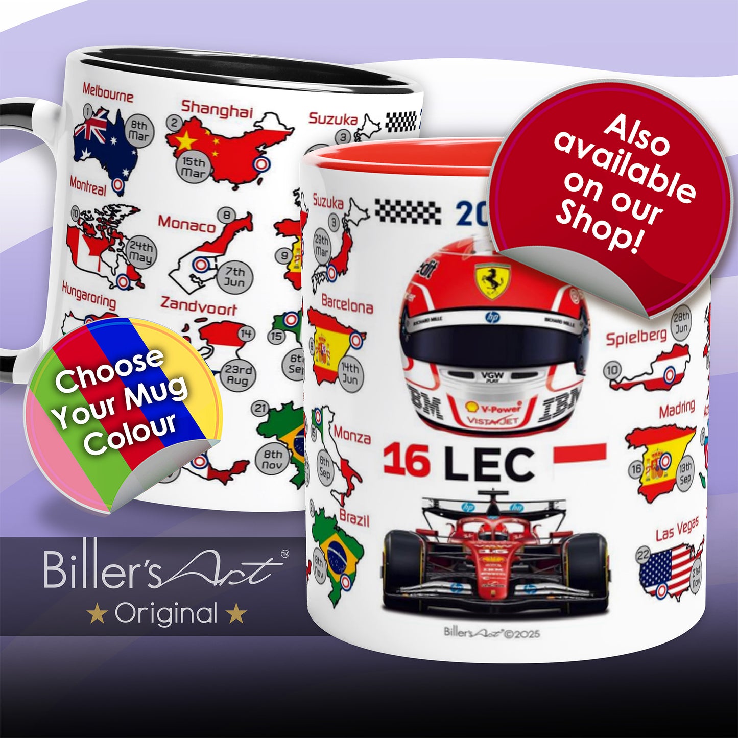 Charles Leclerc Formula 1 Ferrari 2026 Racing Car Print